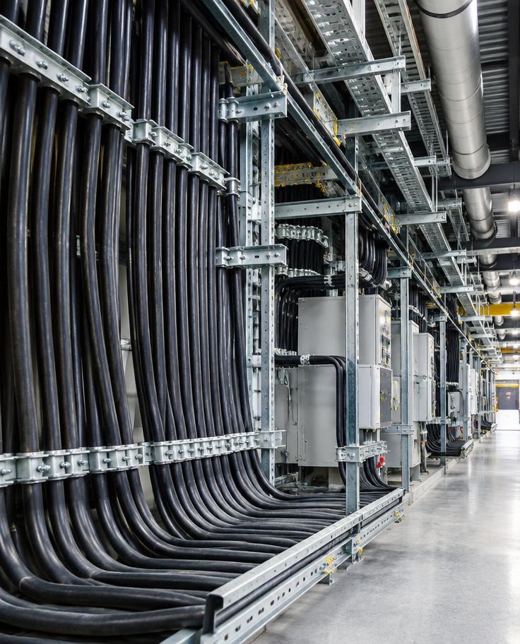 Industrial cable trays and electrical cabling